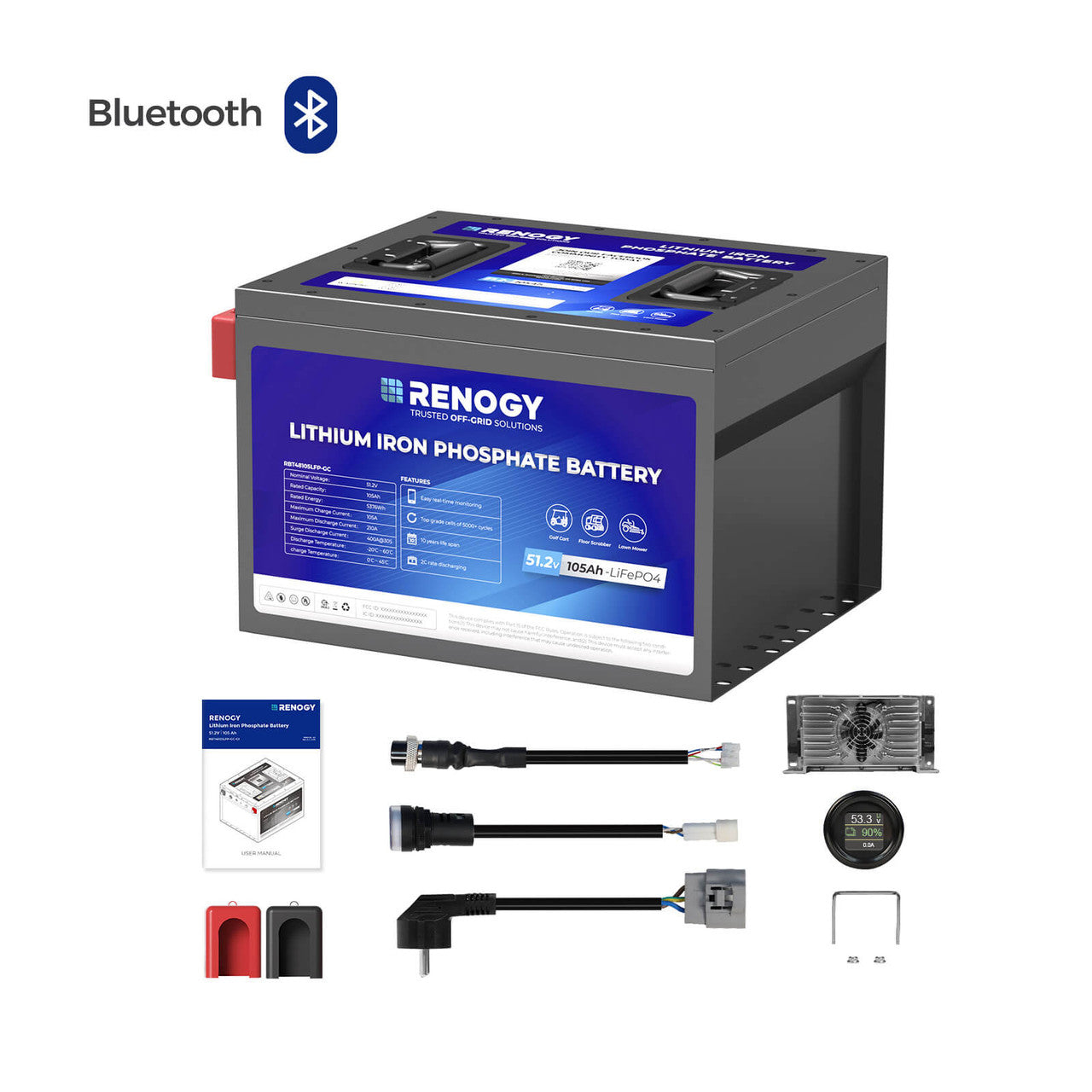 Renogy | Golf Cart 48V 105Ah Lithium Iron Phosphate Battery | RBT48105LFP-GC-US