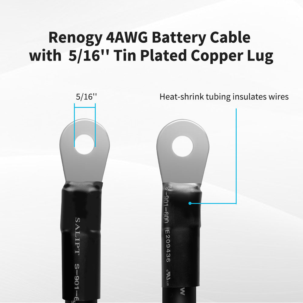 Renogy | Copper Battery Interconnect Cable for 5/16 in Lugs | RNG-BATTERYCB-12IN-4-US