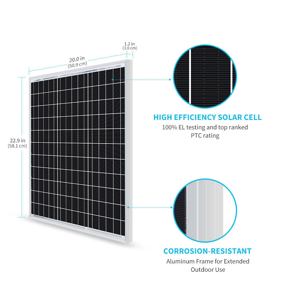 Renogy | Monocrystalline 50W 12V Solar Panel | RNG-50D-SS-US