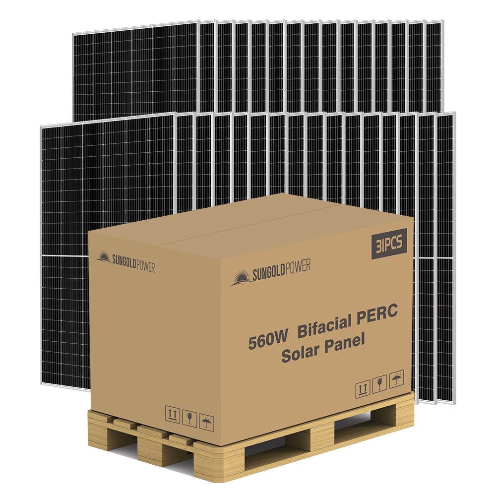SunGoldPower 560W Bifacial PERC Solar Panel | SGP-560-SBD (31 PANELS) UL61730