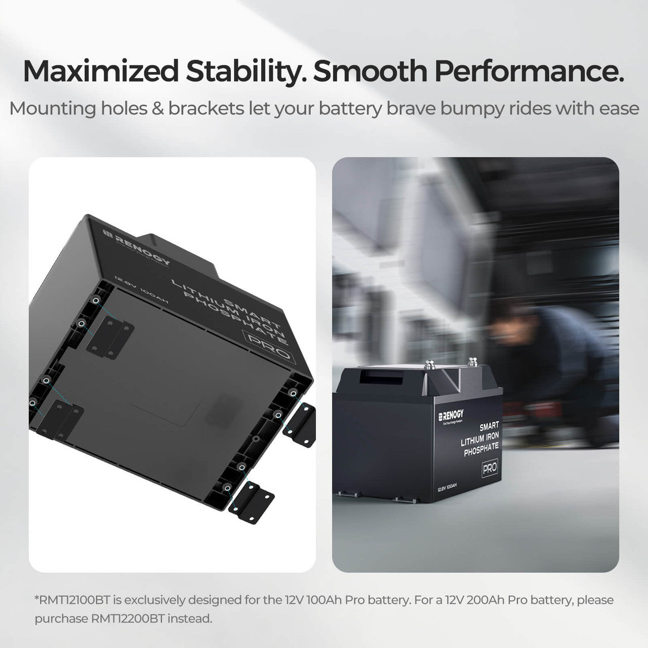 Renogy | Mounting Brackets for 12V 100Ah Pro LiFePO4 Batteries (Set of 4) | RMT12100BT-US