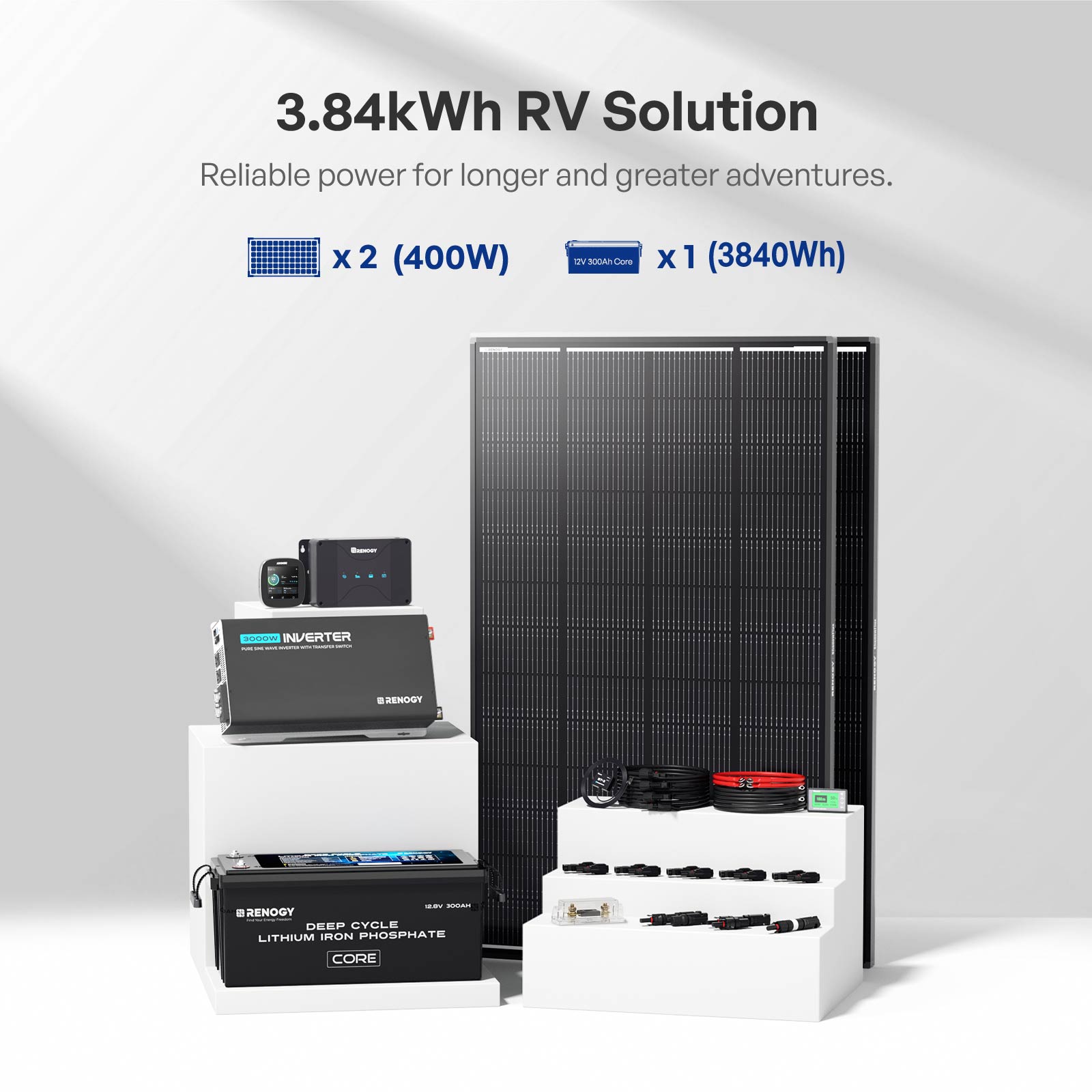 Renogy | ShadowFlux RV Solution (1.28kWh | 2.56kWh | 3.84kWh) | RKIT400ASR-D50-3840Wh-1230PU-US