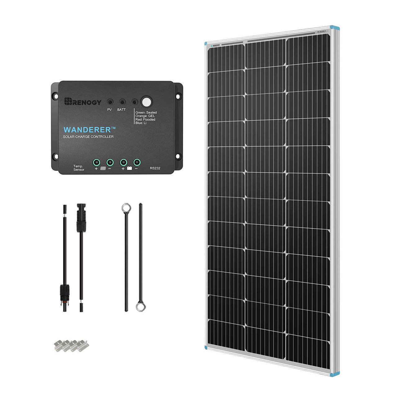 Renogy | Starter Kit N-Type 100W 12V Solar Kit | RNG-KIT-STARTER100D-WND30-US