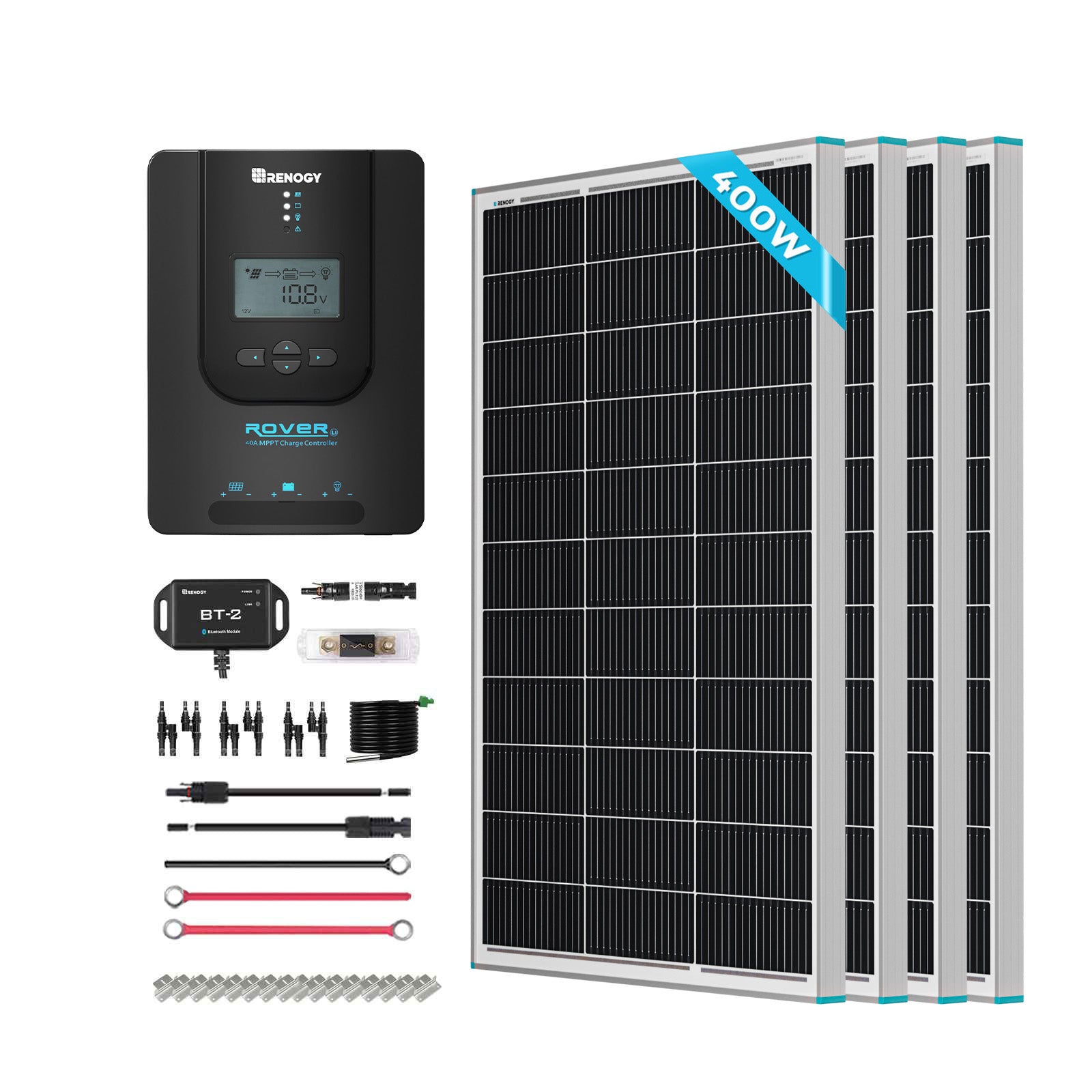 Renogy | Premium RV Solar Kit 400W 12V | Optional Smart Monitoring | RNG-KIT-PREMIUM400D-RVR40-US