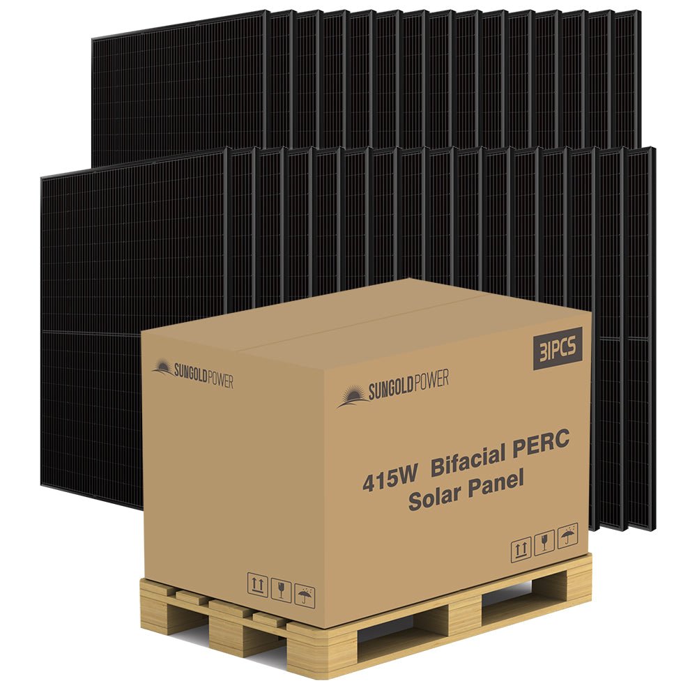 SunGoldPower 415W Bifacial PERC Solar Panel | SGP-415-BBS (31 PANELS) UL61730 CEC Listed