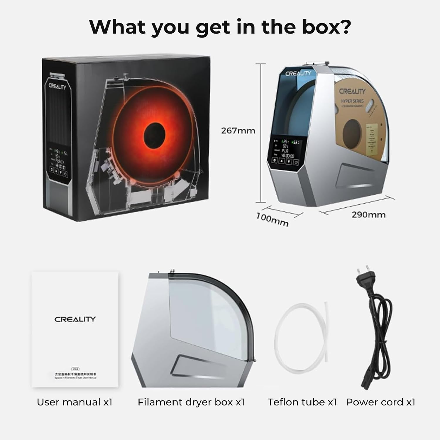 CREALITY Space Pi Filament Dryer – 360° Hot-Air Circulation, Fast Heating, 3.7'' LCD Touch Screen