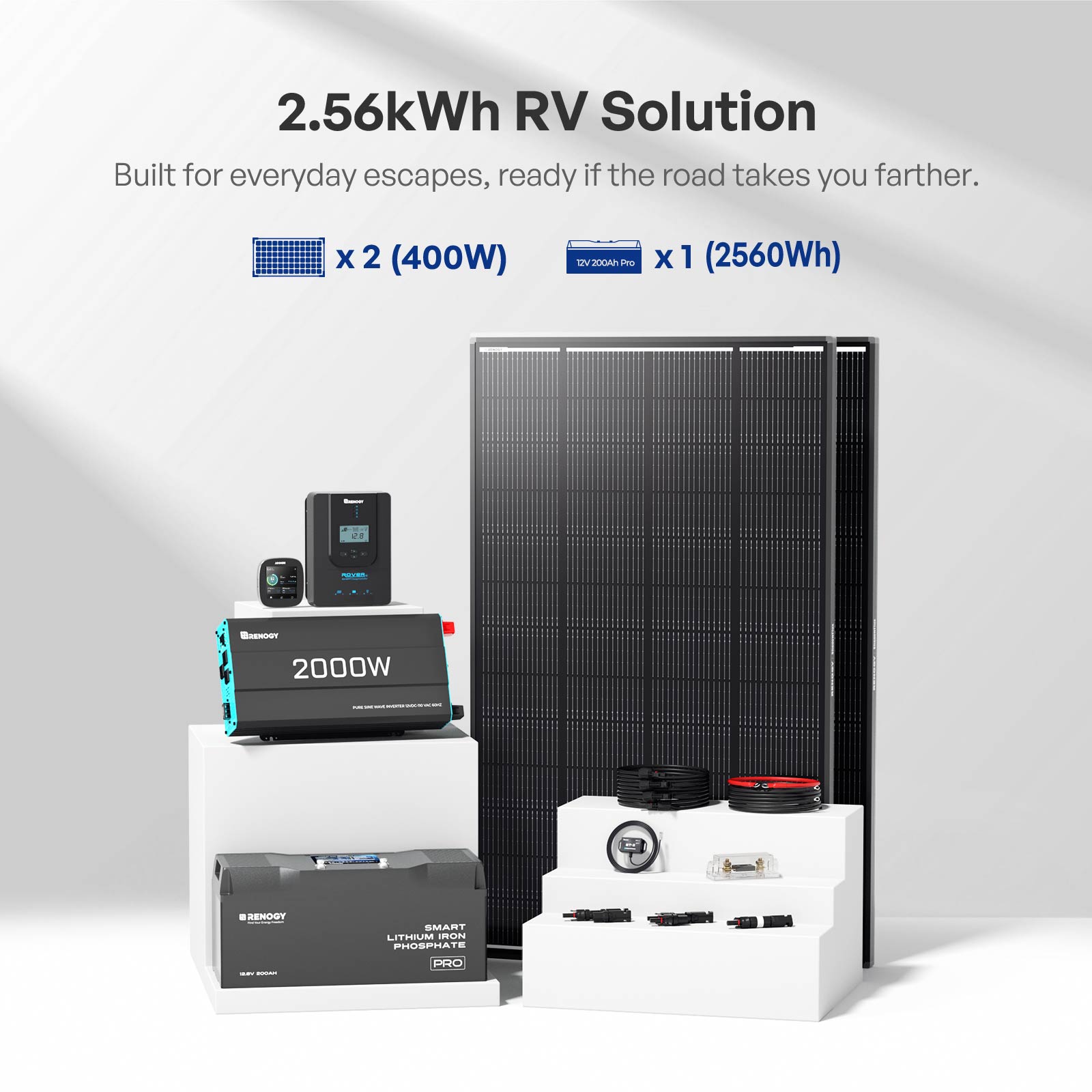Renogy | ShadowFlux RV Solution (1.28kWh | 2.56kWh | 3.84kWh) | RKIT400ASR-D50-3840Wh-1230PU-US