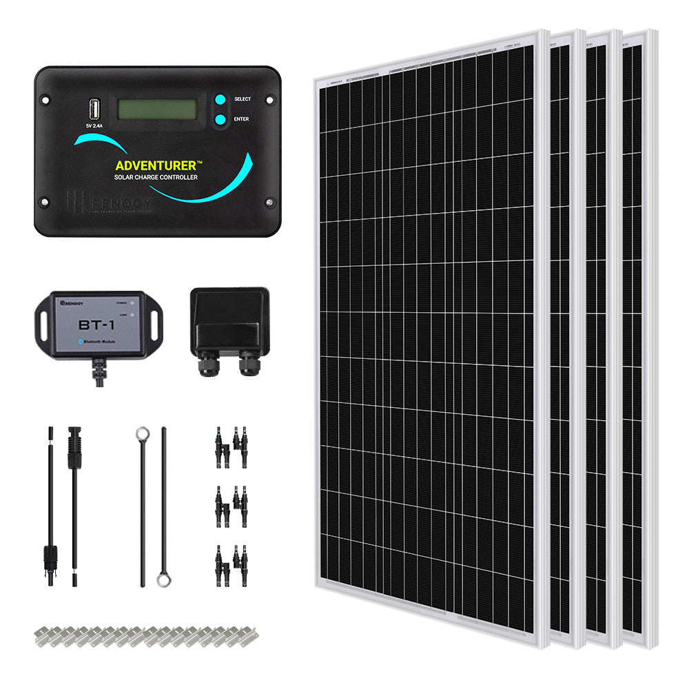 Renogy | Starter RV Kit N-Type 400W 12V Solar Kit with PWM Charge Controller | RNG-KIT-RV400D-ADV30-US
