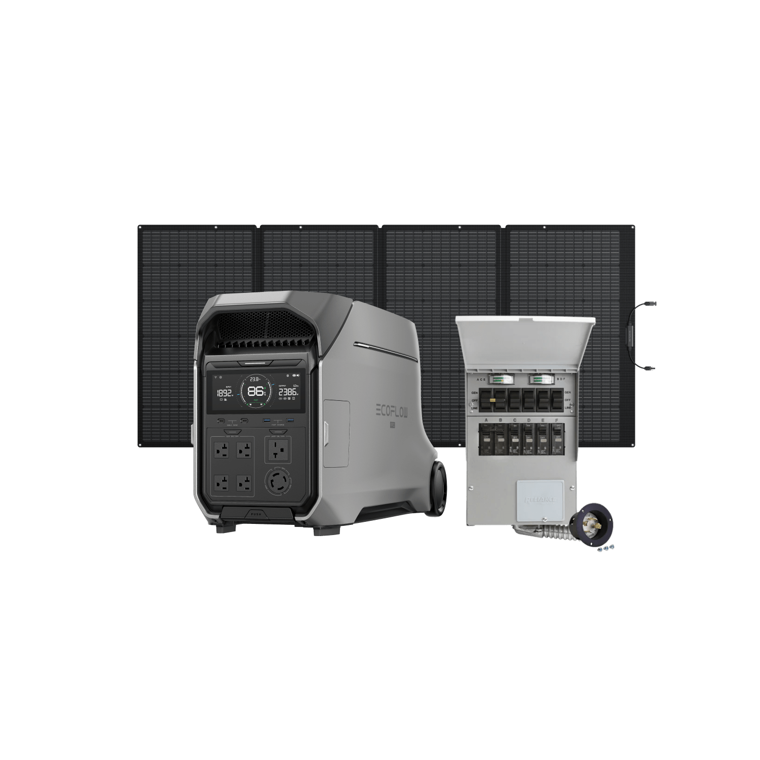 EcoFlow DELTA Pro 3 Portable Power Station + 400W Portable Solar Panel + Transfer Switch (306A)
