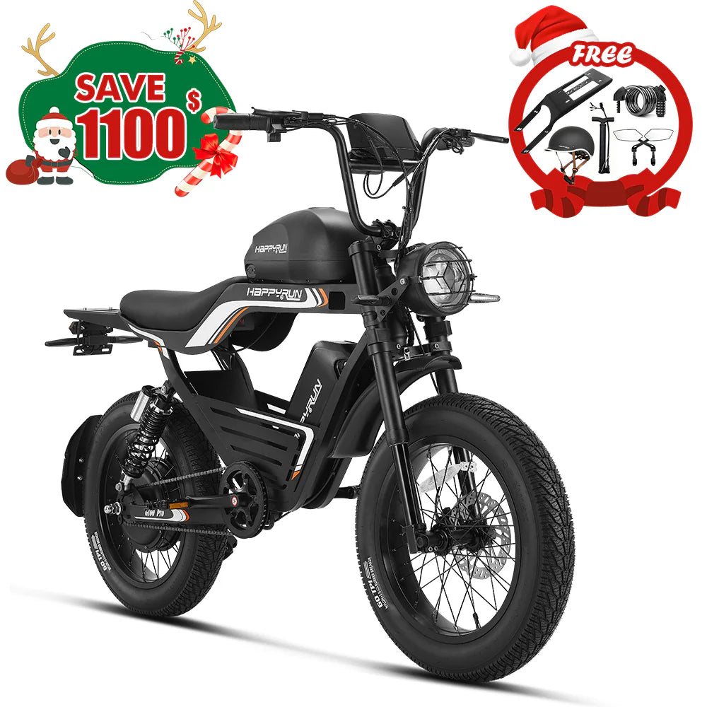 HappyRunSports G100 Electric Bike with 2000W Dual Battery Long Range