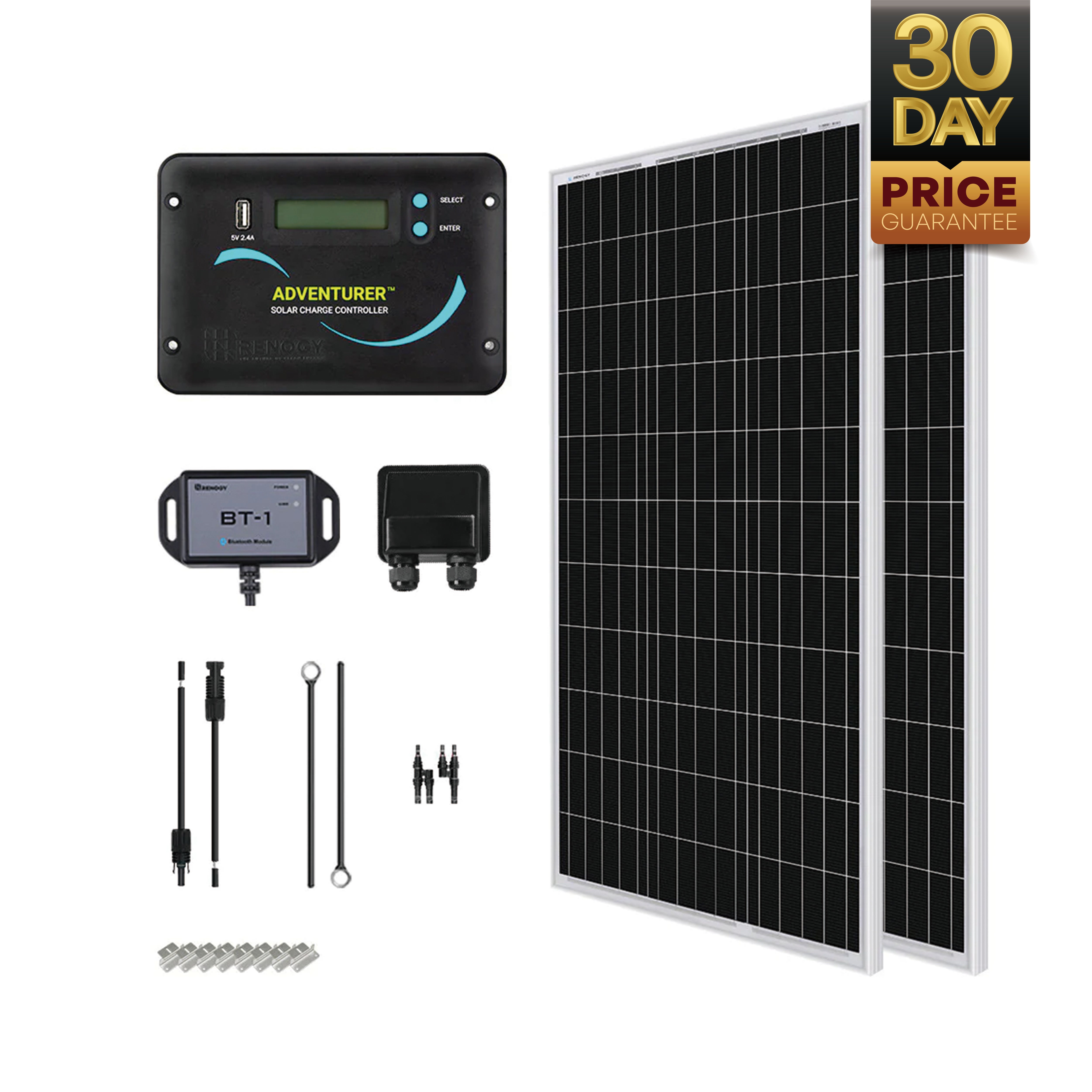 Renogy | Essential RV Kit N-Type 200W 12V Solar Kit | RNG-KIT-RV200D-ADV30-US