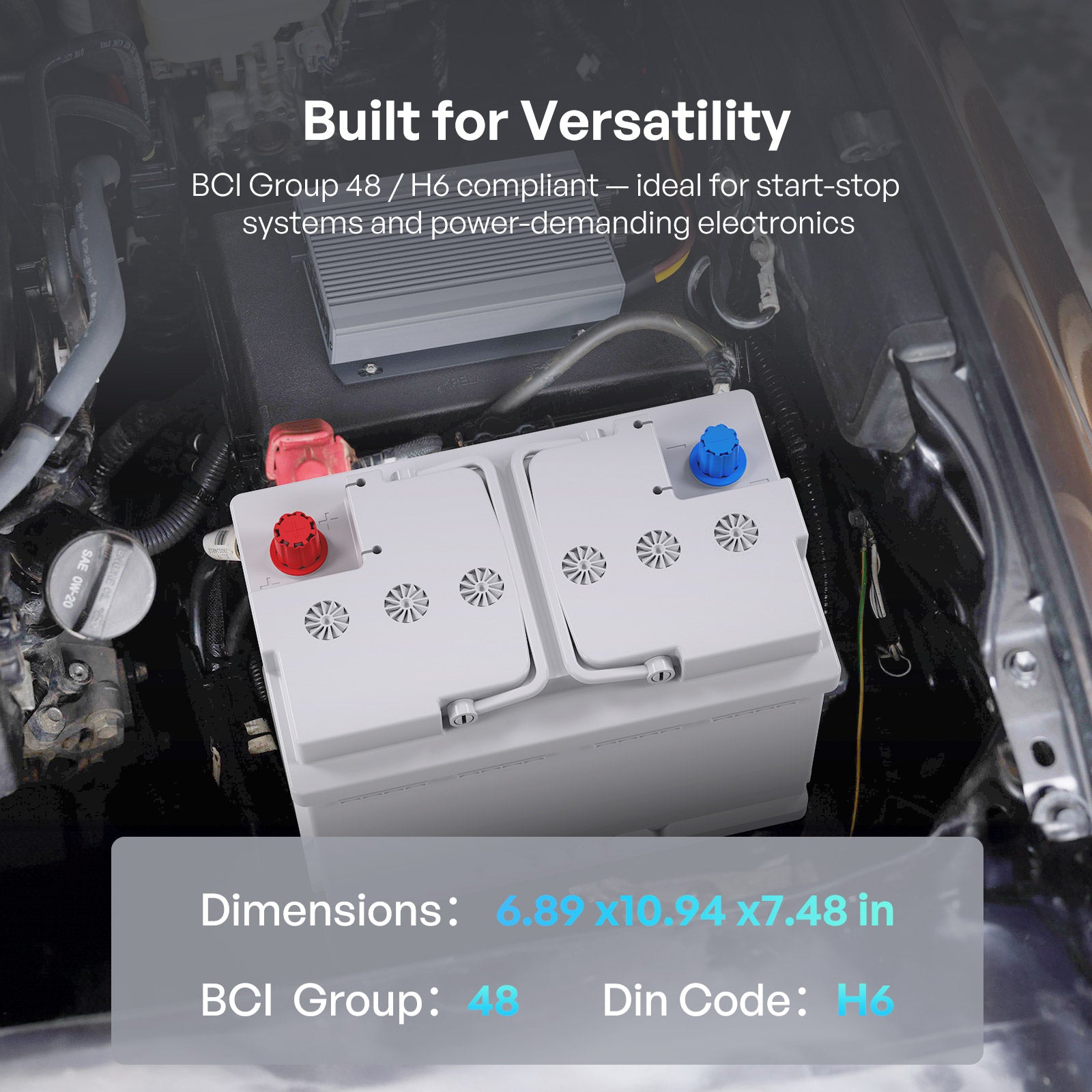 Renogy | 12V 70Ah Start-Stop AGM Battery | RBT1270AGM-ST-US