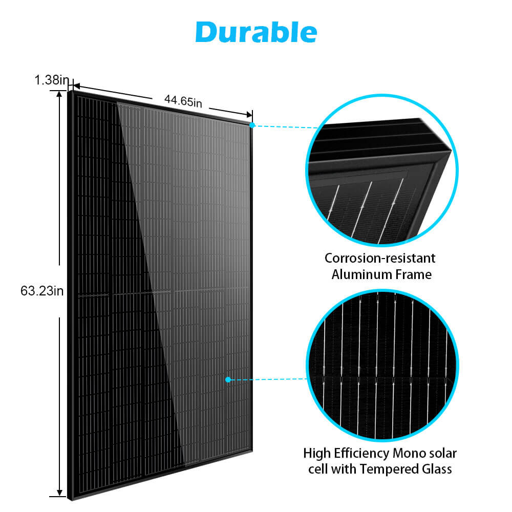 SunGoldPower 370W/ 415W/ 440W/ 500W Mono Black PERC Solar Panel UL 61730 CEC Listed