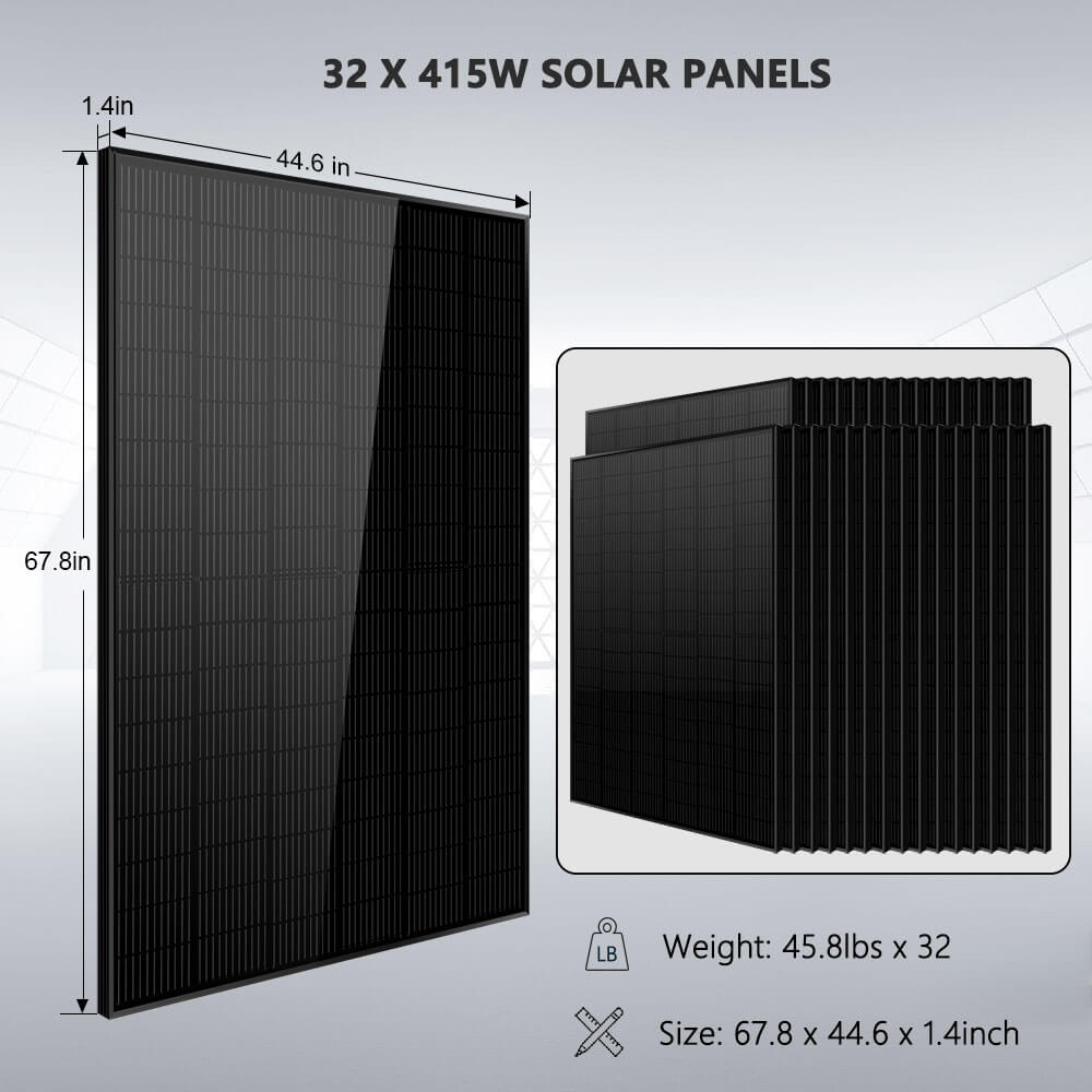 SunGoldPower Hybrid Solar Kit 15.2KW 48V Split Phase 30.72 KWH Lithium Battery 32 X 415 Watt Solar Panel SGH-7.6DN6E