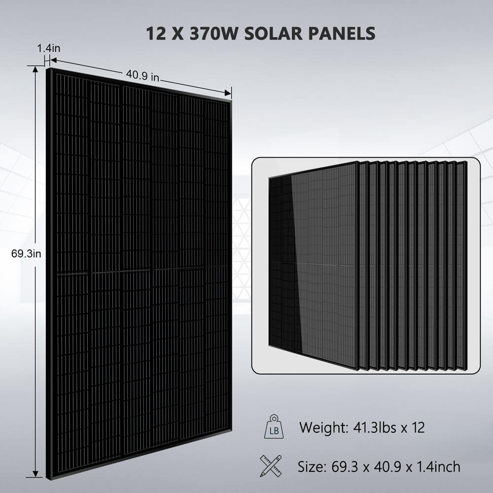 SunGoldPower Off-Grid Solar Kit 13000W 48VDC 120VAC/240V 20.48KWH PowerWall Lithium Battery 12 X 370 Watts Solar Panels SGM-1320M