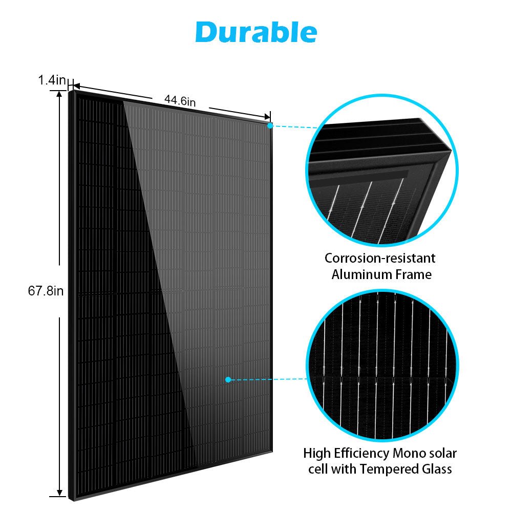 SunGoldPower 370W/ 415W/ 440W/ 500W Mono Black PERC Solar Panel UL 61730 CEC Listed