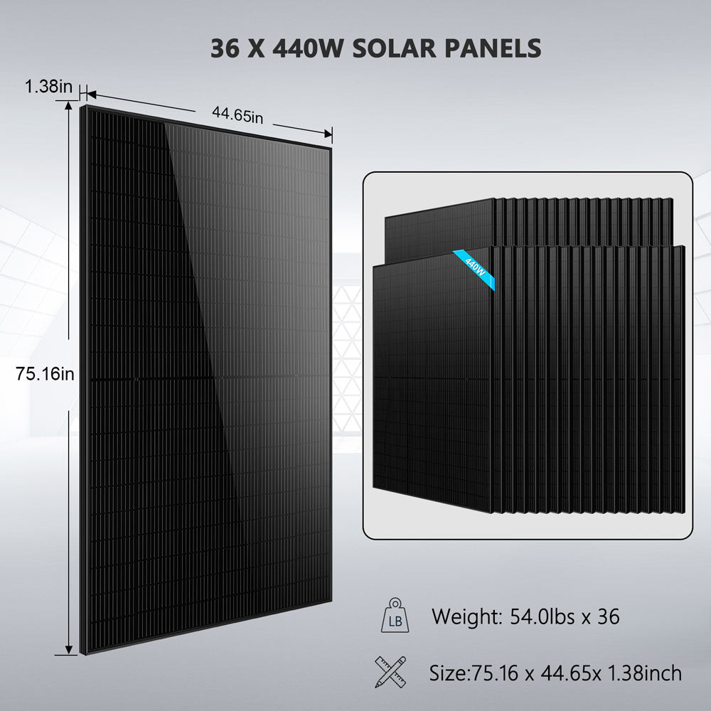 SunGoldPower Hybrid Solar Kit 11.4KW 48V Split Phase 51.2 KWH Lithium Battery 36 X 450 Watt Solar Panel  SGH-11N5E