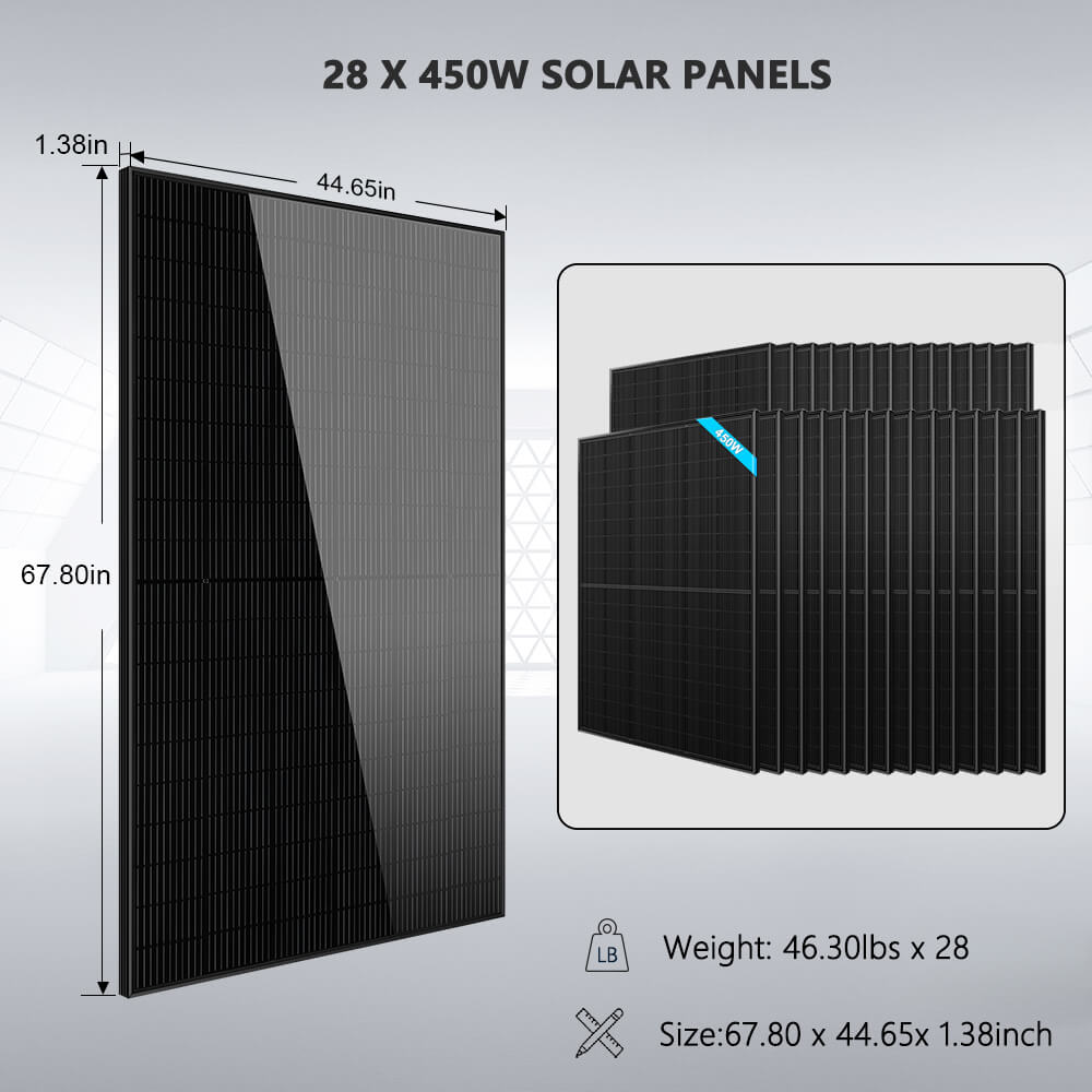 SunGoldPower Hybrid Solar Kit 11.4KW 48V Split Phase 30.72KWH Lithium Battery 28 X 450 Watt Solar Panel SGH-11N3E