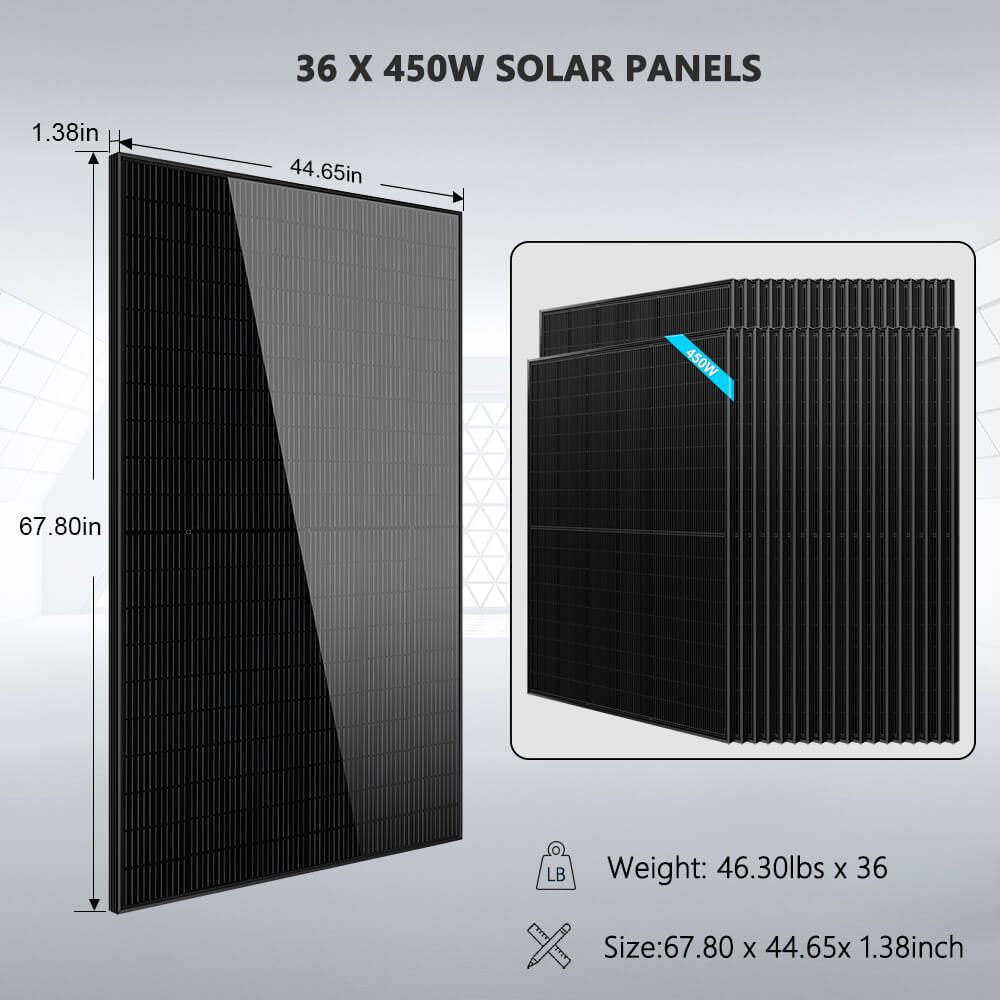 SunGoldPower Hybrid Solar Kit 11.4KW 48V Split Phase 20.48KWH/50.2KWH Lithium Battery 450 Watt Solar Panel SGH-11N2E/ SGH-11N5E