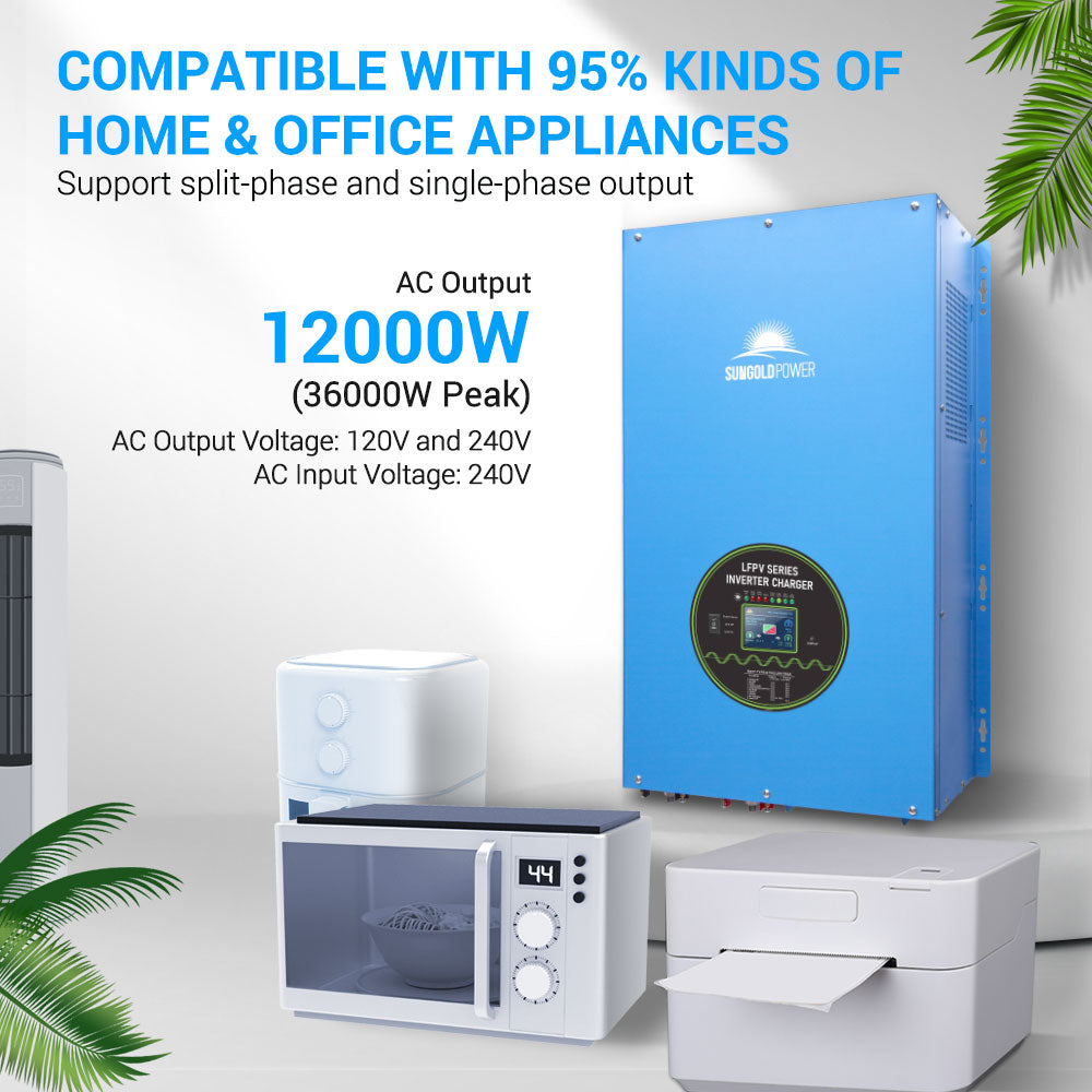 SunGoldPower 12000W/ 15000W/ 18000W 48V Split Phase Pure Sine Wave Inverter Charger