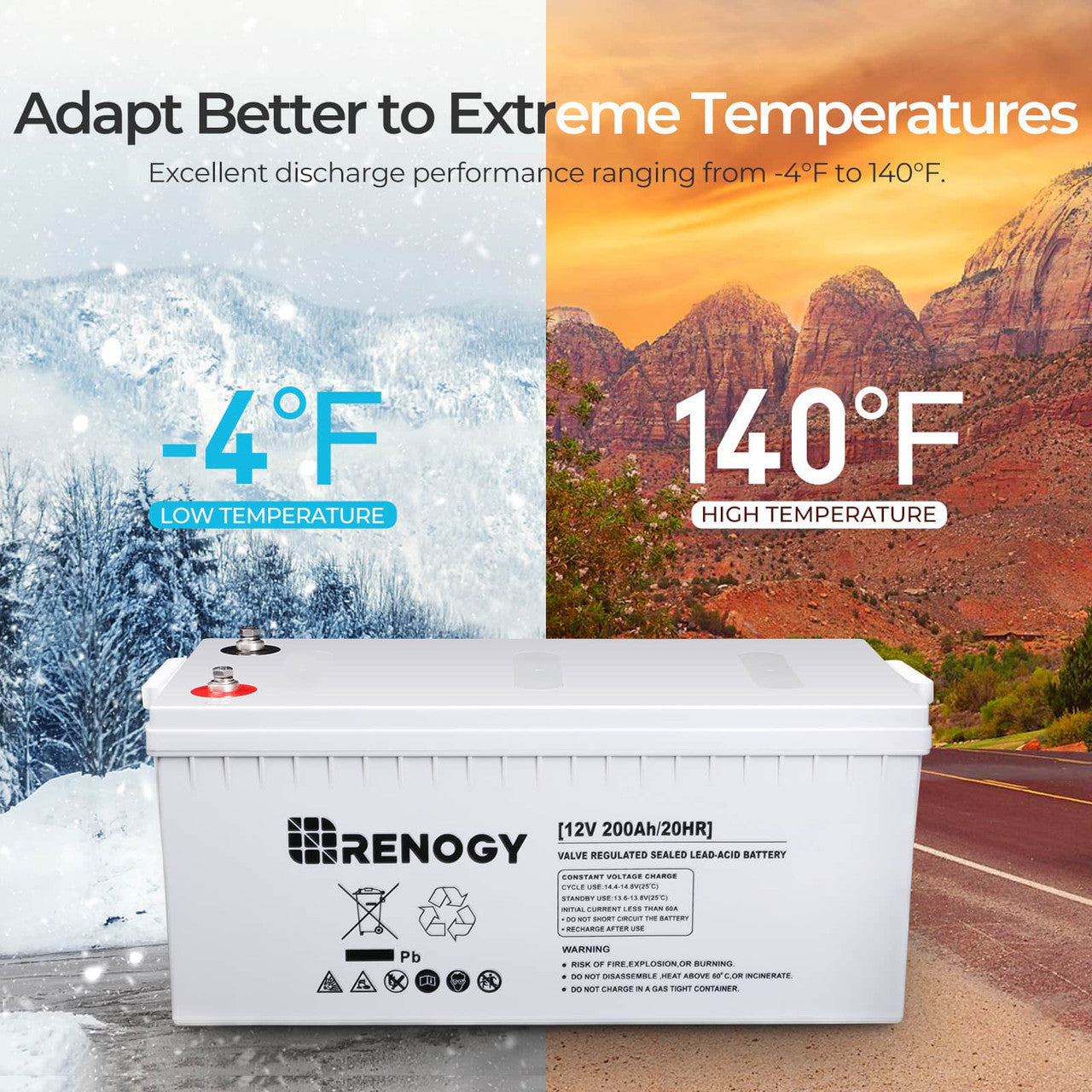 Renogy | Open Box Deep Cycle AGM Battery 12 Volt 200Ah | RNG-BATT-AGM12-200-OP-US