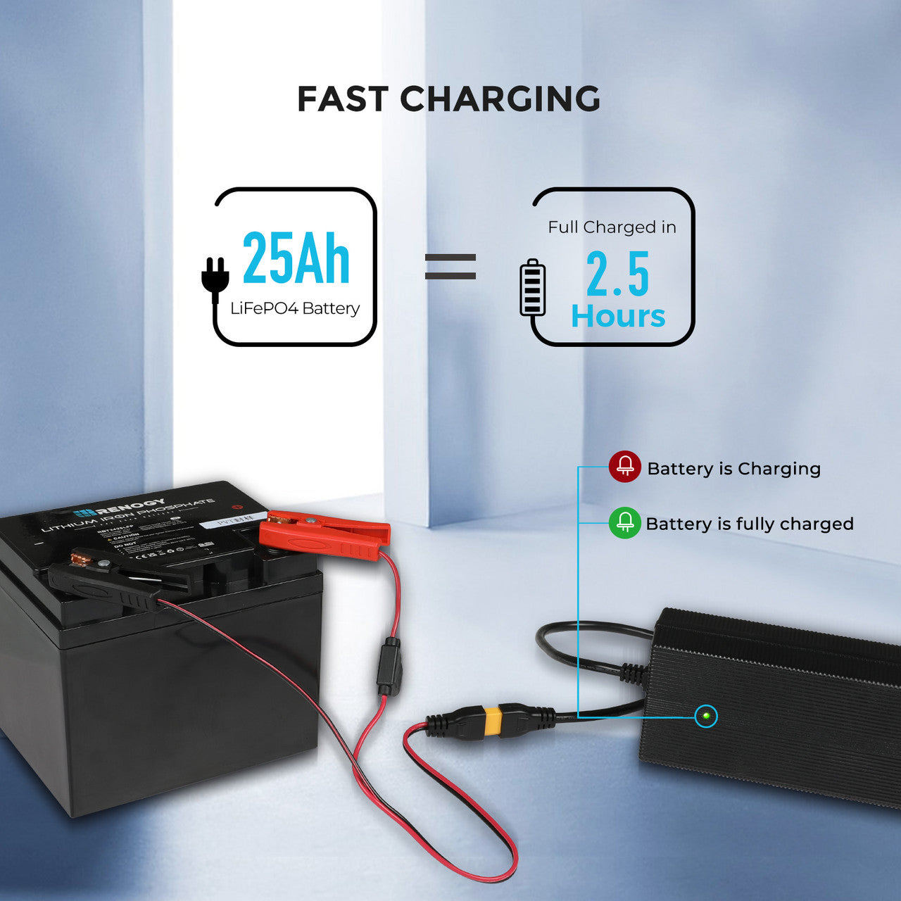 Renogy | 24V 10A AC-to-DC LFP Portable Battery Charger | RBC10A2P-US