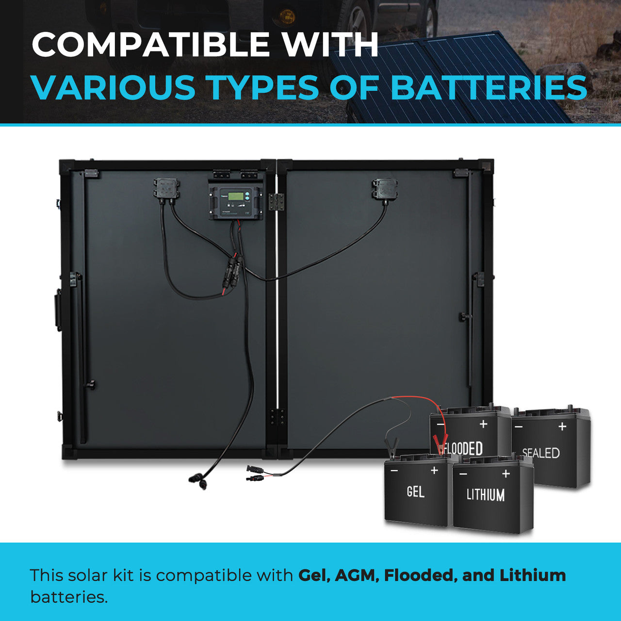 Renogy | Solar Suitcase 200W 12V Monocrystalline Portable Solar Panel with Voyager | RNG-KIT-STCS200D-VOY20-US