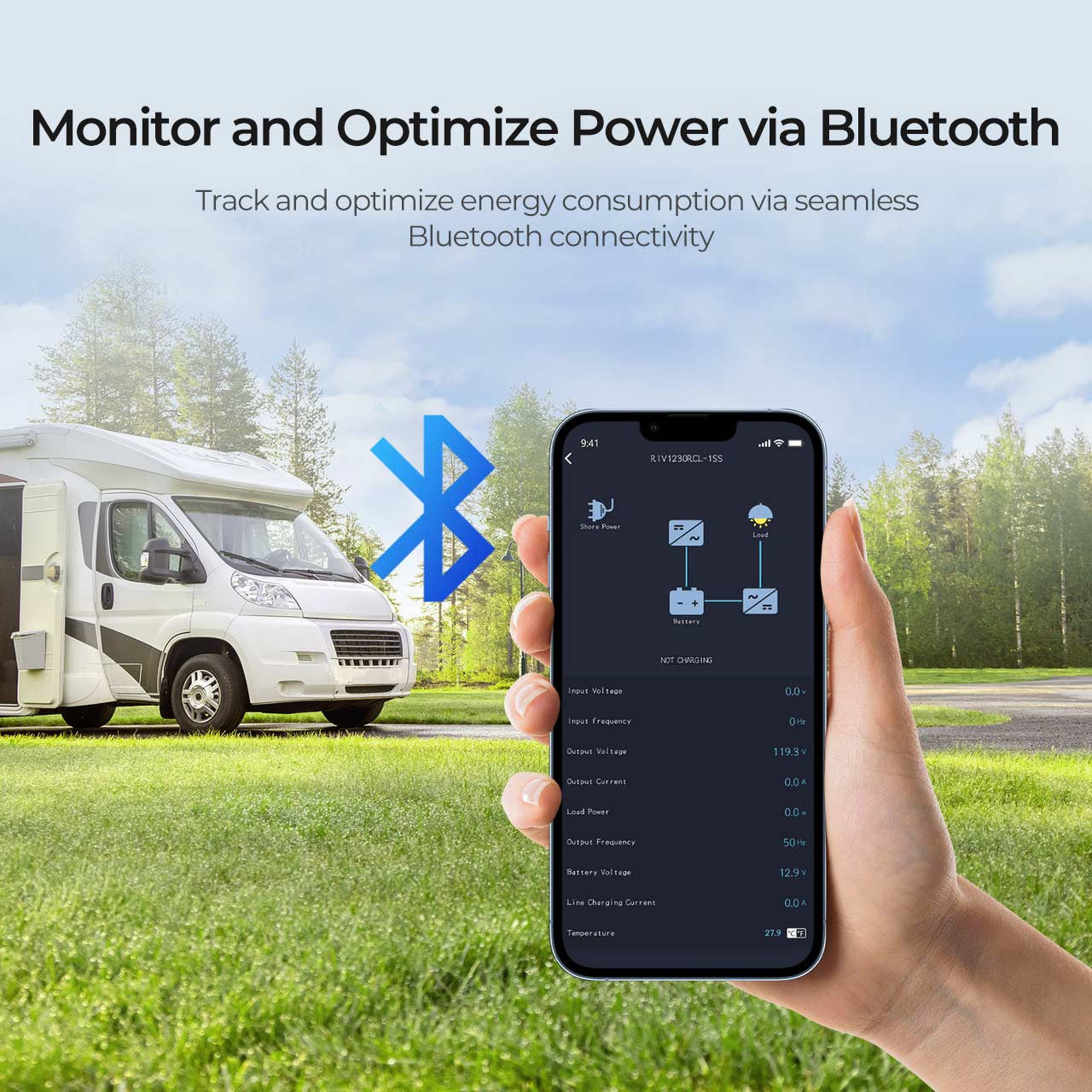 Renogy | REGO 12V 3000W Pure Sine Wave Inverter Charger w/ LCD Display | RIV1230RCL-1SS-US