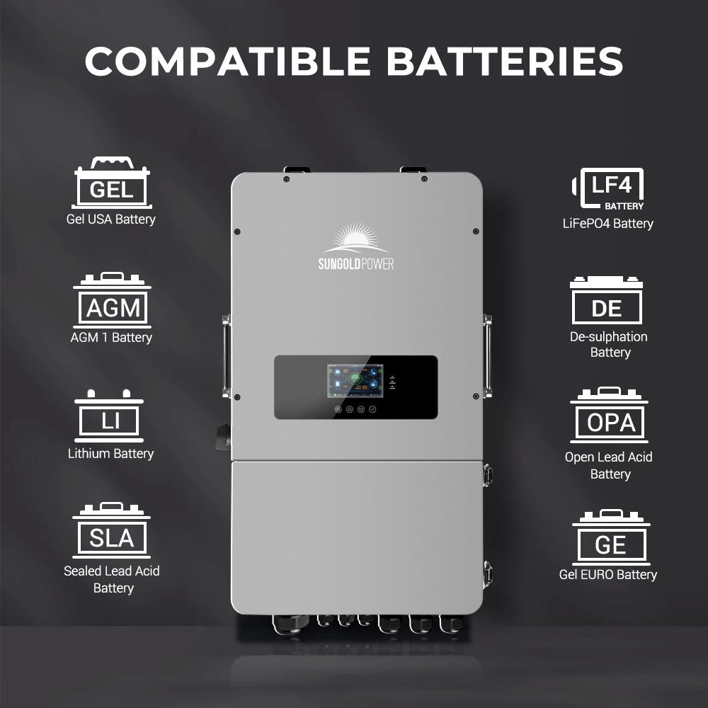 SunGoldPower 10KW Hybrid Inverter 48V Split Phase Grid Feedback Batteryless