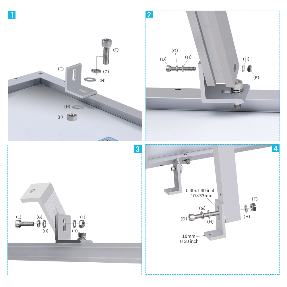 Renogy | Solar Panel Flat Roof Tilt Mount | RNG-MTS-TM100-US