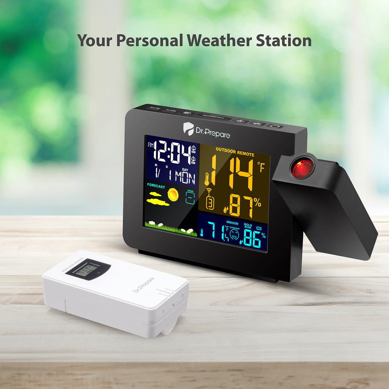 Renogy | Dr. Prepare Projection Alarm Clock 002 DPWS-OUT-002-US | DPWS-OUT-002-US