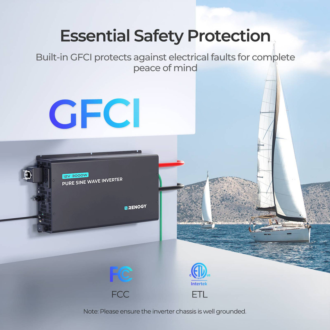 Renogy | 3000W 12V Pro Pure Sine Wave Inverter with EcoSleep Mode | RIV1230P2-126-US