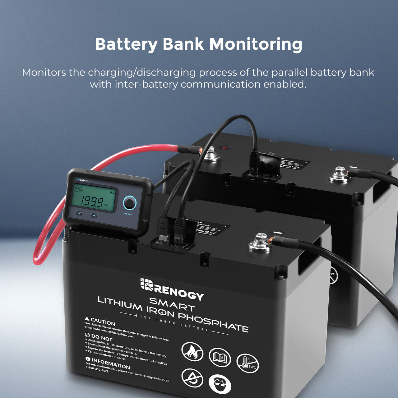 Renogy | Monitoring Screen for Smart Lithium Battery Series | RMS-LFPS-US