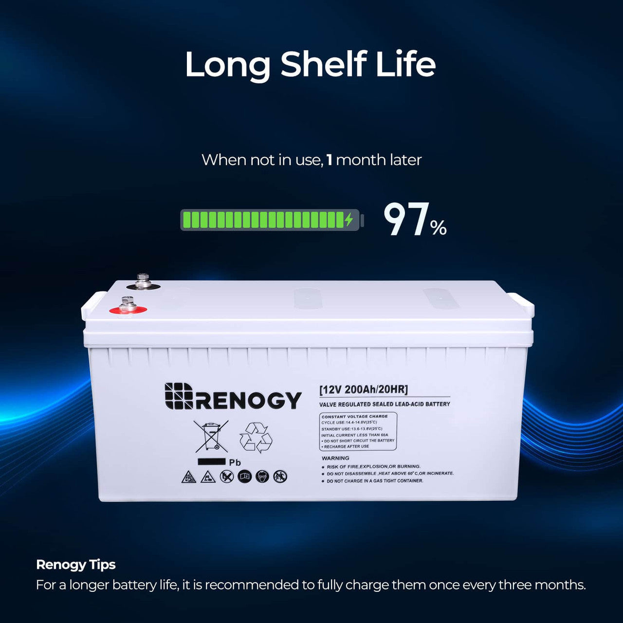 Renogy | Open Box Deep Cycle AGM Battery 12 Volt 200Ah | RNG-BATT-AGM12-200-OP-US