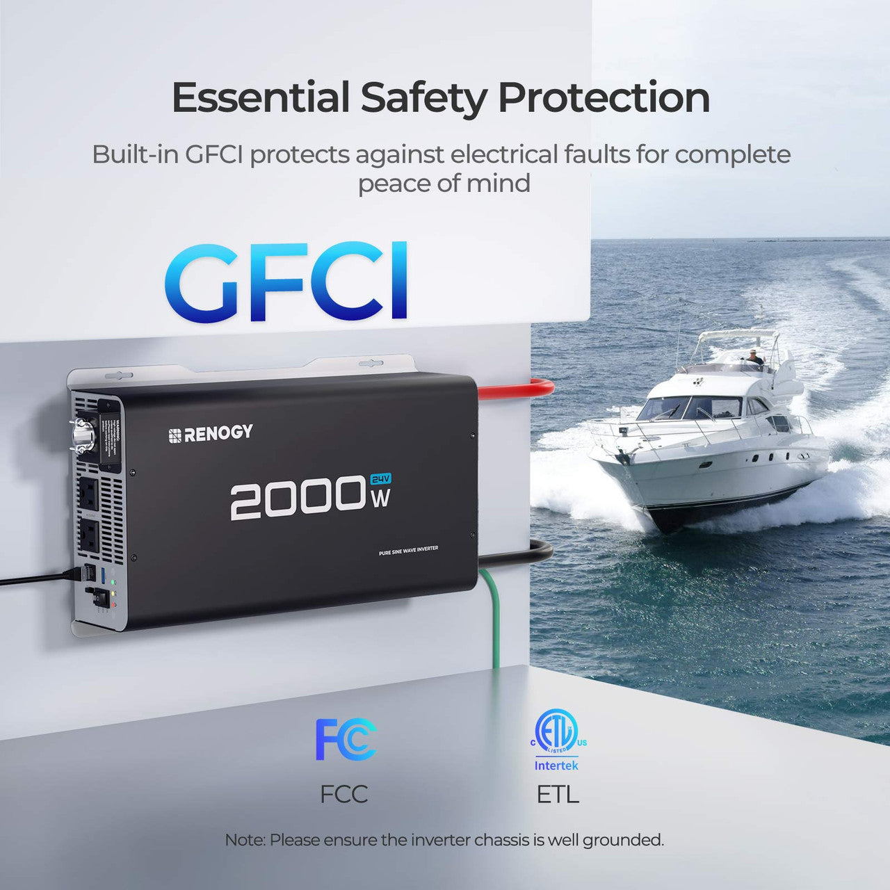 Renogy | 2000W 24V Pure Sine Wave Inverter | RIV2420P2-12S-US