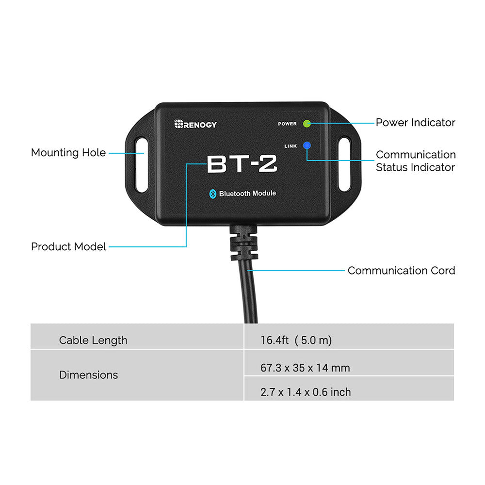 Renogy | BT-2 Bluetooth Module | RCM-BT2-US