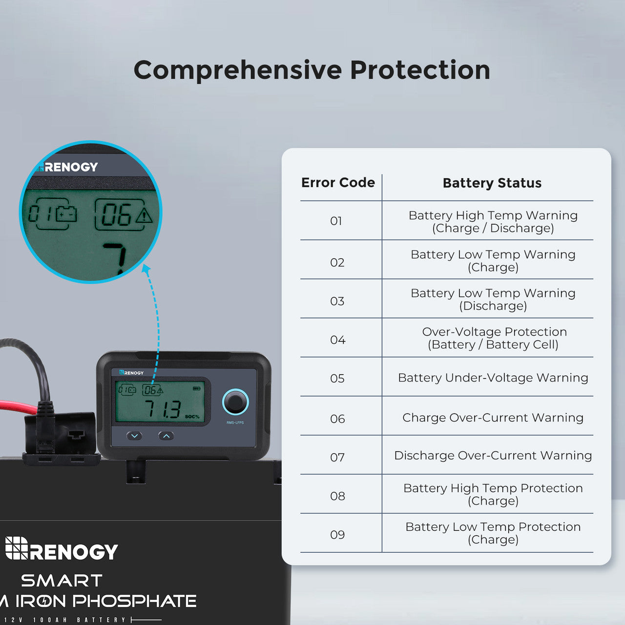 Renogy | Monitoring Screen for Smart Lithium Battery Series | RMS-LFPS-US