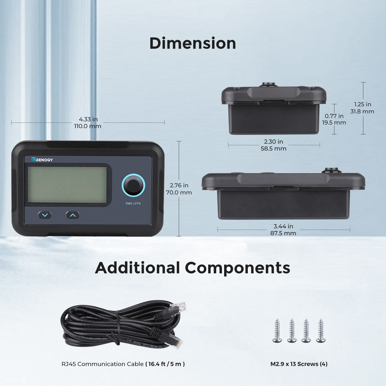 Renogy | Monitoring Screen for Smart Lithium Battery Series | RMS-LFPS-US