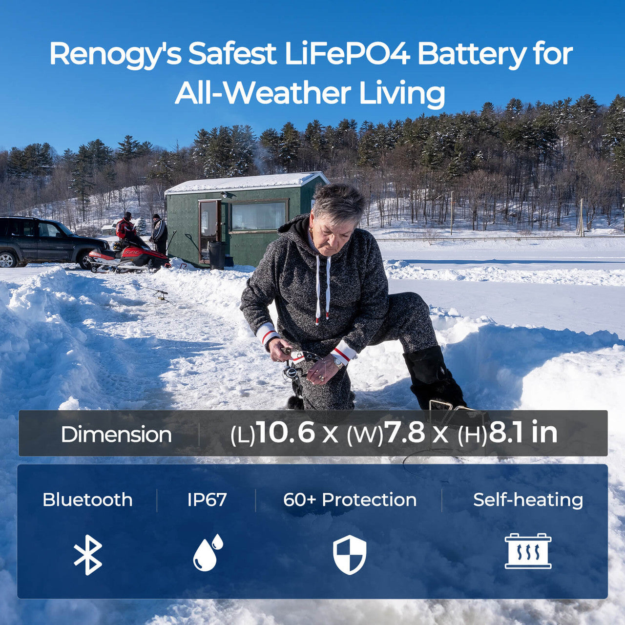 Renogy | Pro - 12V 100Ah Smart Lithium Iron Phosphate Battery w/Bluetooth & Self-heating Function | RBT12100LFP-BT-S-US