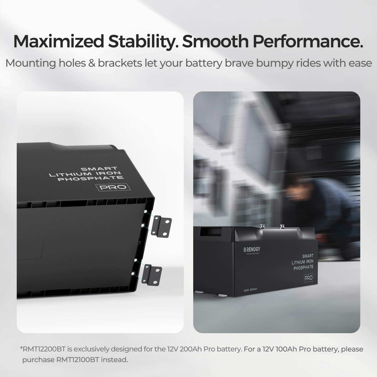 Renogy | Mounting Brackets for 12V 200Ah Pro LiFePO4 Batteries (Set of 4) | RMT12200BT-US