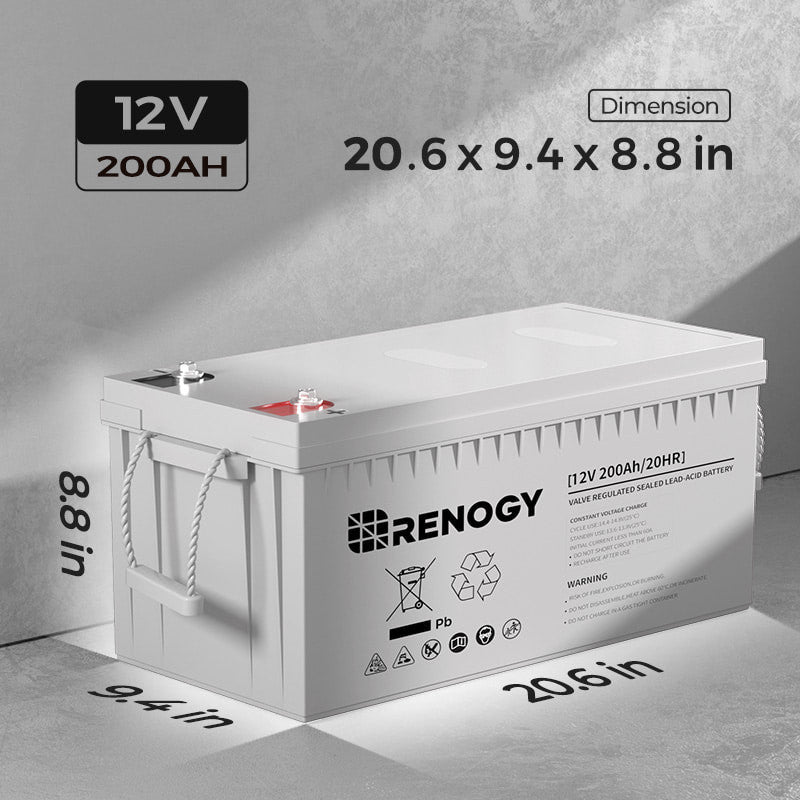 Renogy | Open Box Deep Cycle AGM Battery 12 Volt 200Ah | RNG-BATT-AGM12-200-OP-US