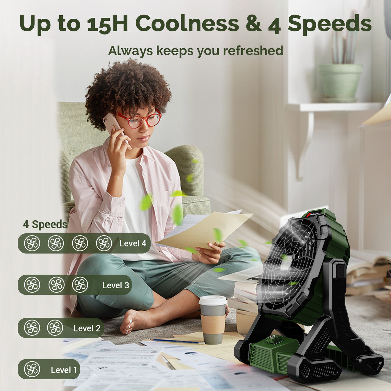 Renogy | Dr.Prepare X35 Portable Camping Fan with LED Light | DCF-1BK35-US