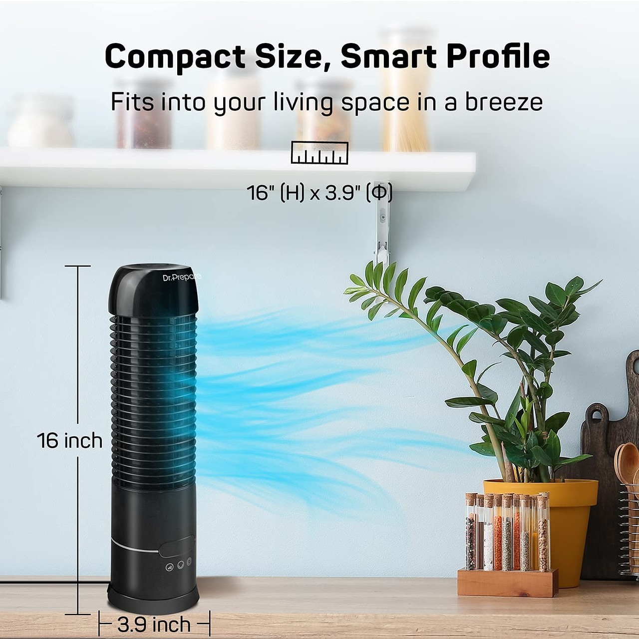 Renogy | Dr. Prepare 16" Portable Oscillating Tower Fan | DDF-0BKDF8-US