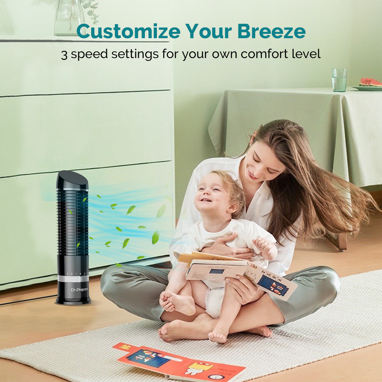 Renogy | DR.PREPARE 16in Oscillating Tower Fan | DDF-0BKDF3-US