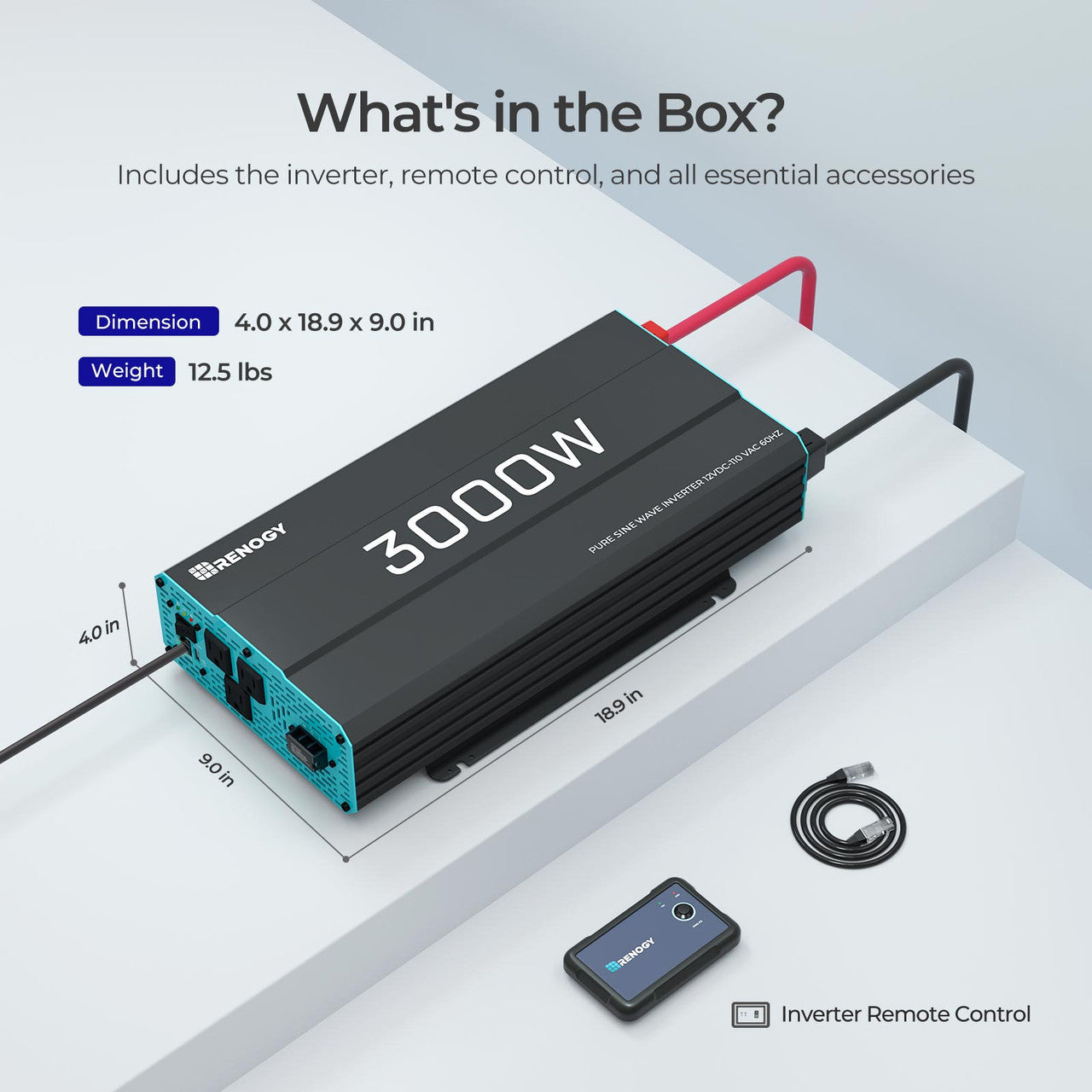 Renogy | 700W/1000W/2000W/3000W 12V Pure Sine Wave Inverter | RNG-INVT-3000-12V-P2-US