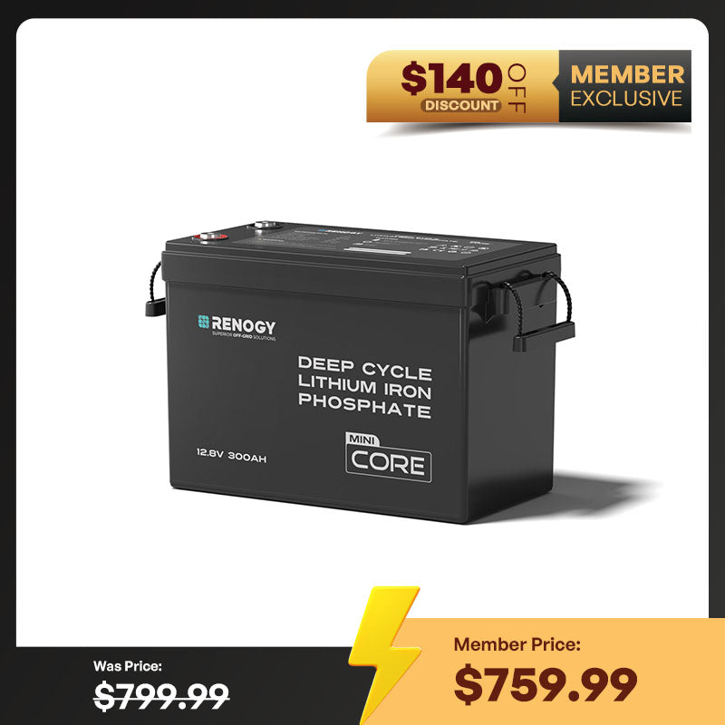 Renogy | Core - 12V 300Ah LiFePO4 Battery w/ Low-Temperature Protection | RBT12300LFP-M-US