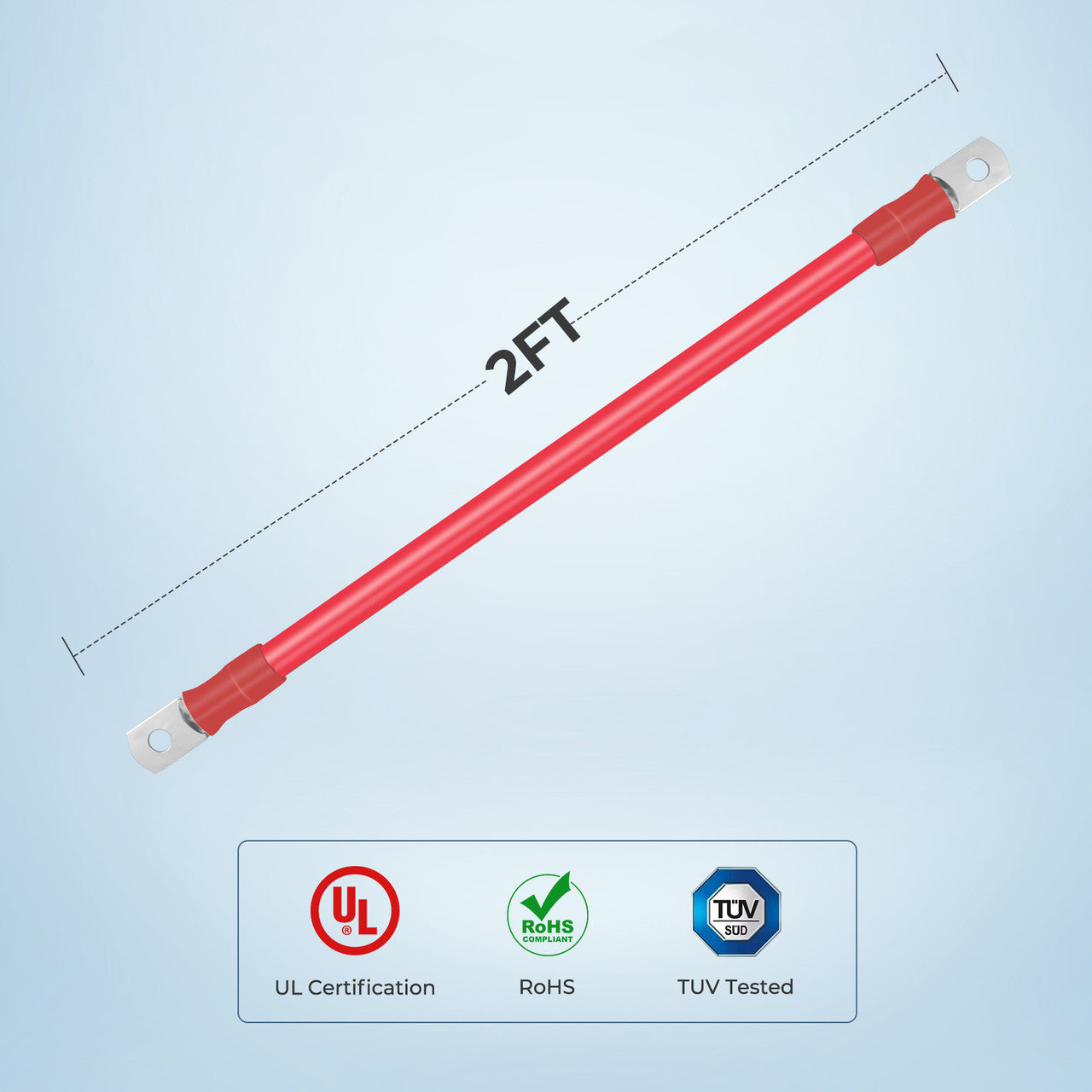 Renogy | 2ft ANL Fuse Cable with Double Ring Terminals for 3/8 in Lugs | RNG-ANLFUSECB-4-US