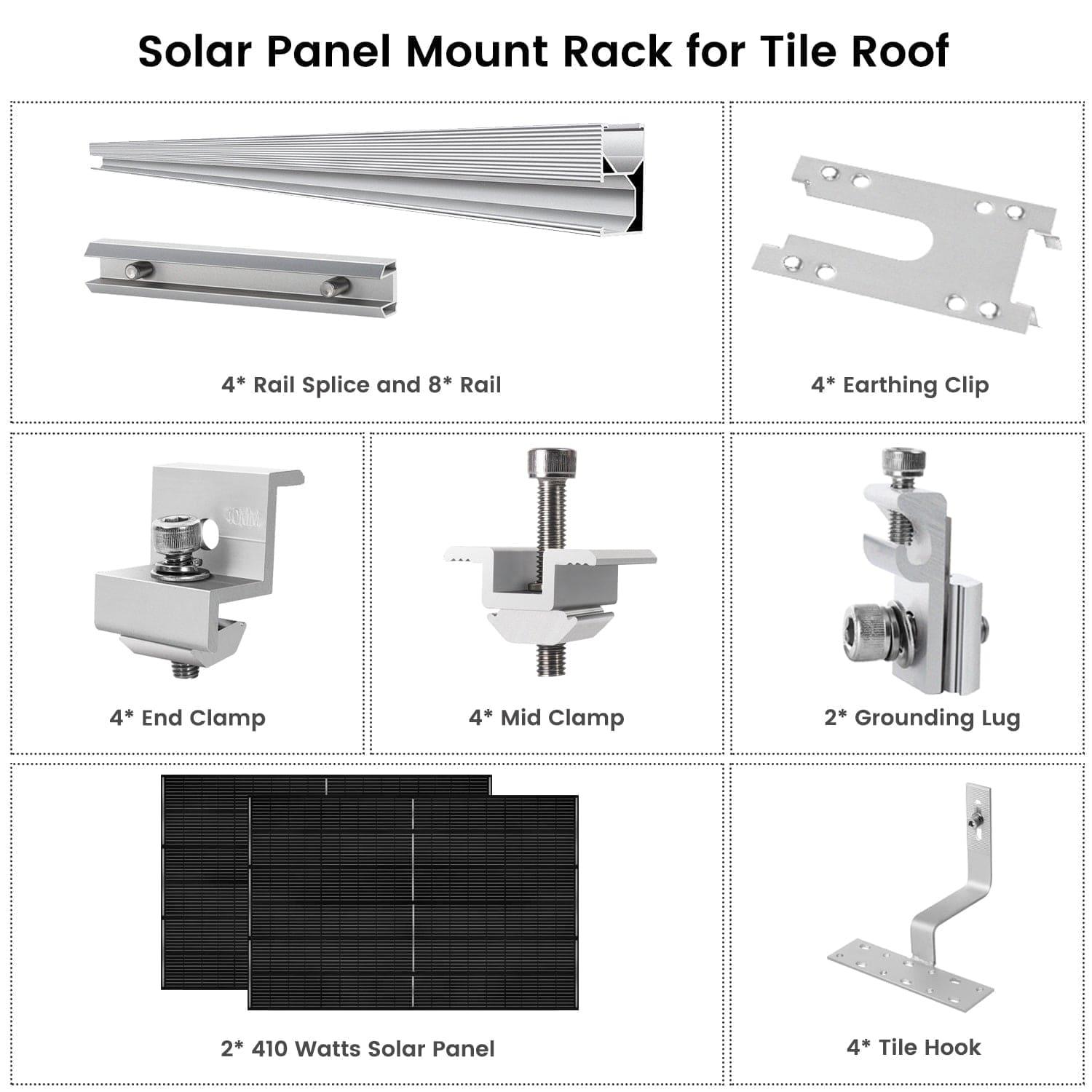 Nature's Generator 410 Watt Monocrystalline Solar Panel (2 Pack) With Solar Panel Mount Rack