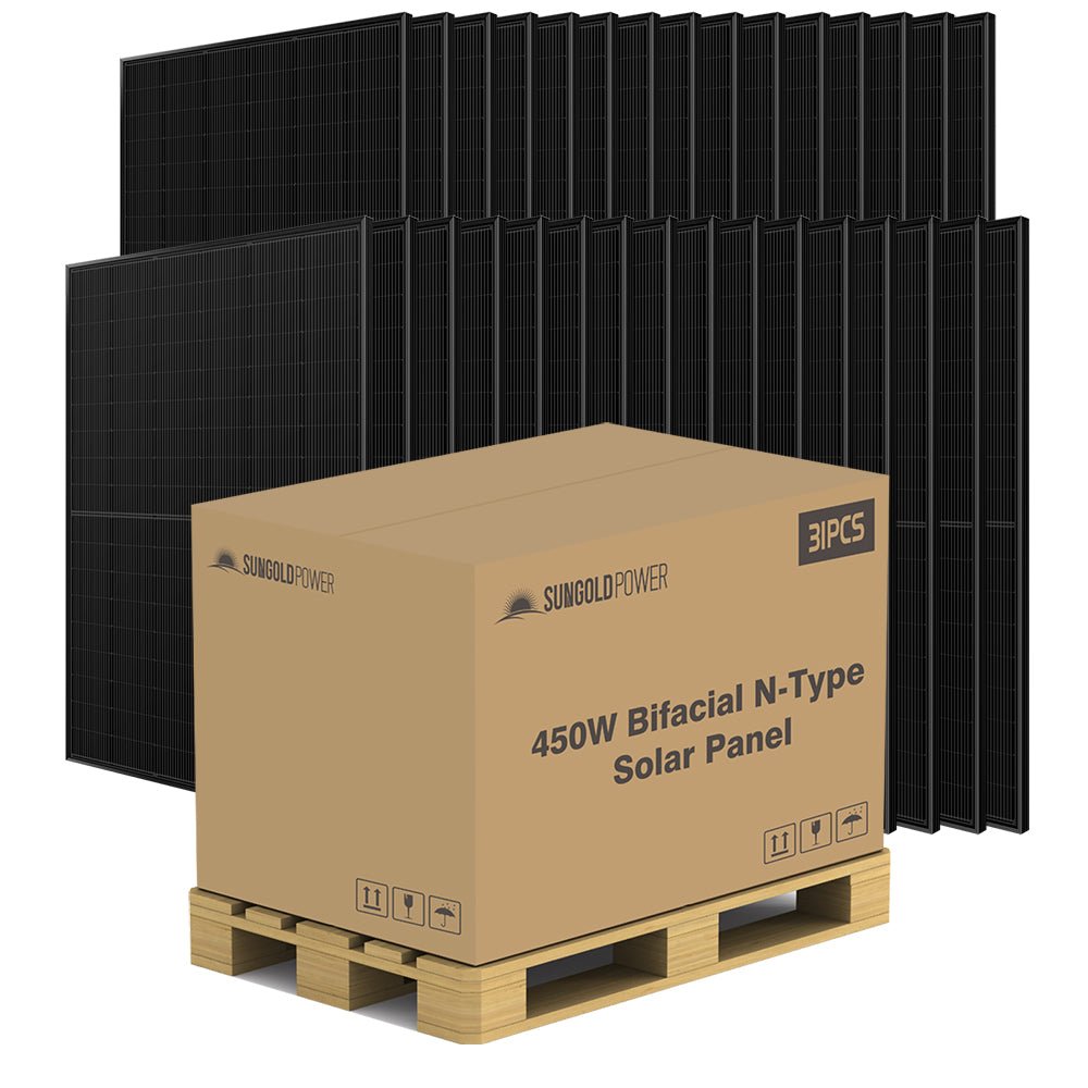 SunGoldPower 450 Watt Bifacial N-Type Monocrystalline Solar Panel SGN-450-BBS (31 PANELS) UL61730