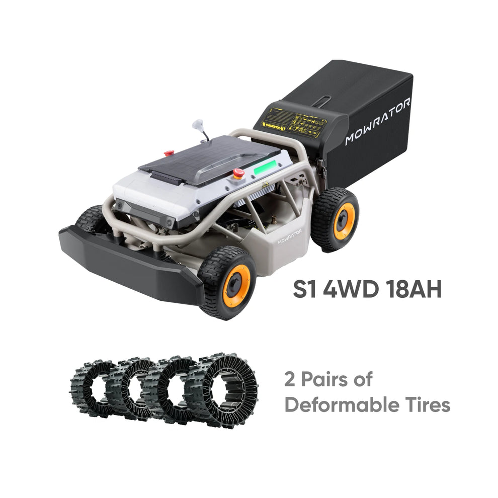Extreme Climber Bundle(100%): Mowrator S1 4WD 18AH Lawn Mower+2 Pairs of Deformable Tires